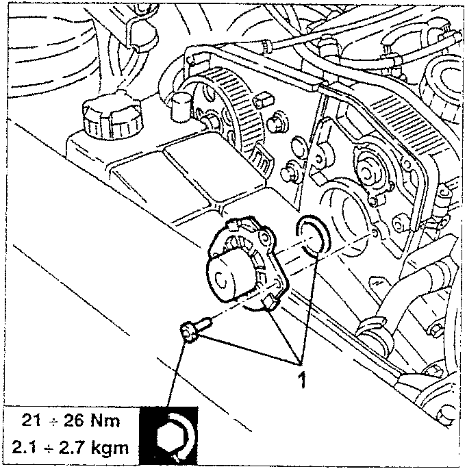 Water pump removal showing bolts and O-ring