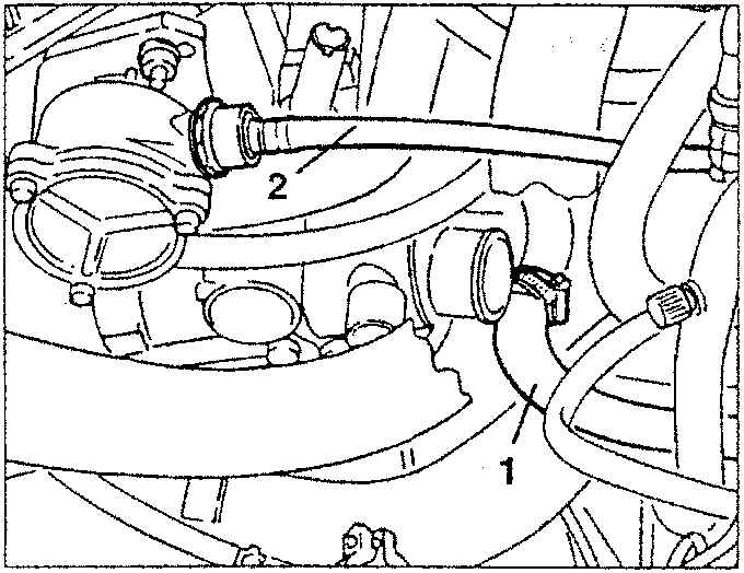 Engine coolant and vacuum pipe disconnection