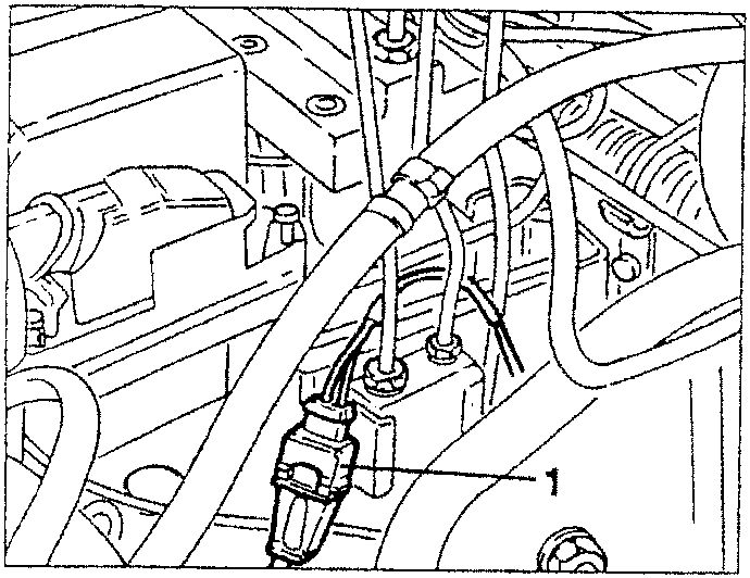 Engine bay showing electrical connection for electronic revs counter