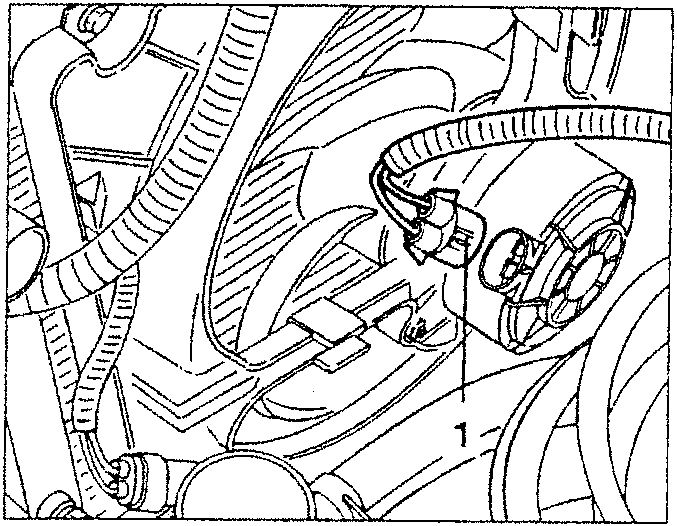 Engine bay showing electrical connection for cooling electric fan