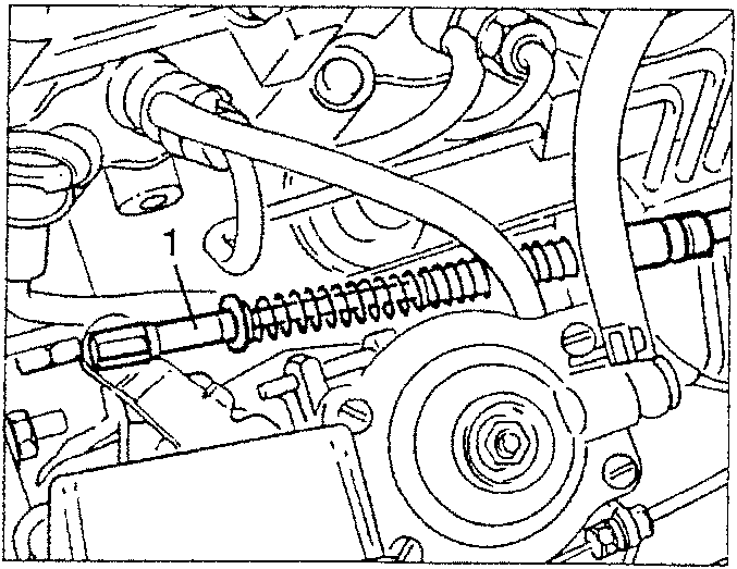 Engine bay showing accelerator control cable
