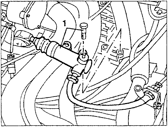 Clutch control cylinder with screws and control hose