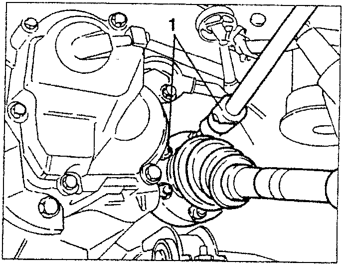 Lefthand homokinetic connection being disconnected from the flange