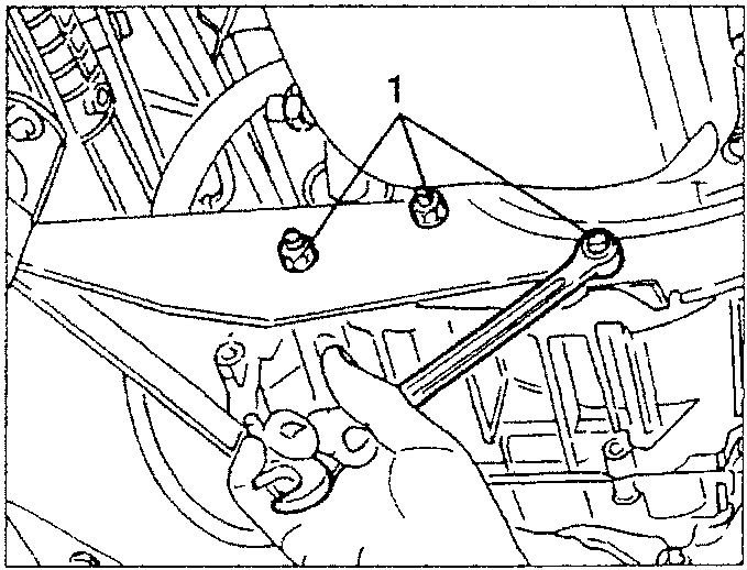 Three gearbox fastening nuts being loosened