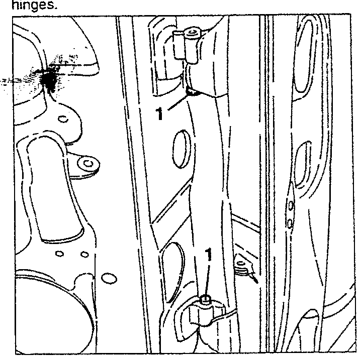 Screws on door hinge