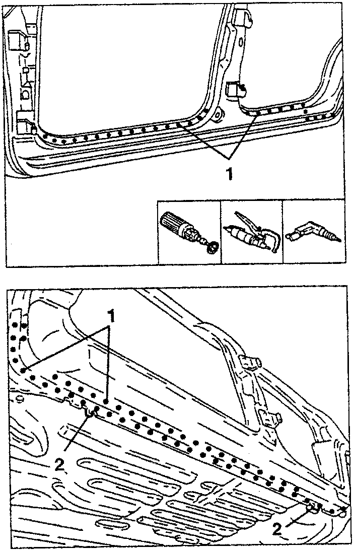 Illustrates door sill trim removal and installation process