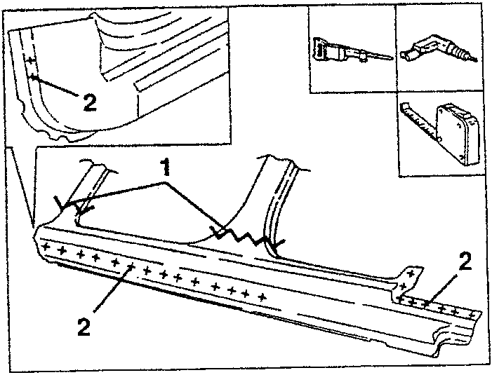 Diagram showing drilling holes in the underdoor trim