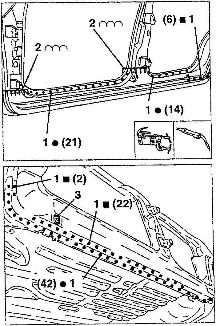Illustration showing welding and fitting of mudguard fastening block with various fasteners.