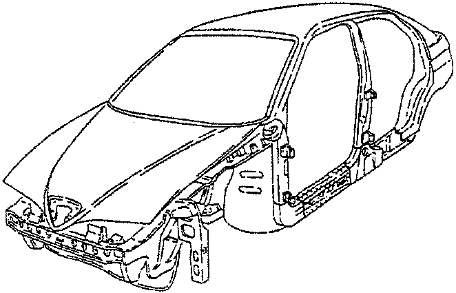Illustration showing a car body with the underdoor frame exposed, indicating the area of removal.