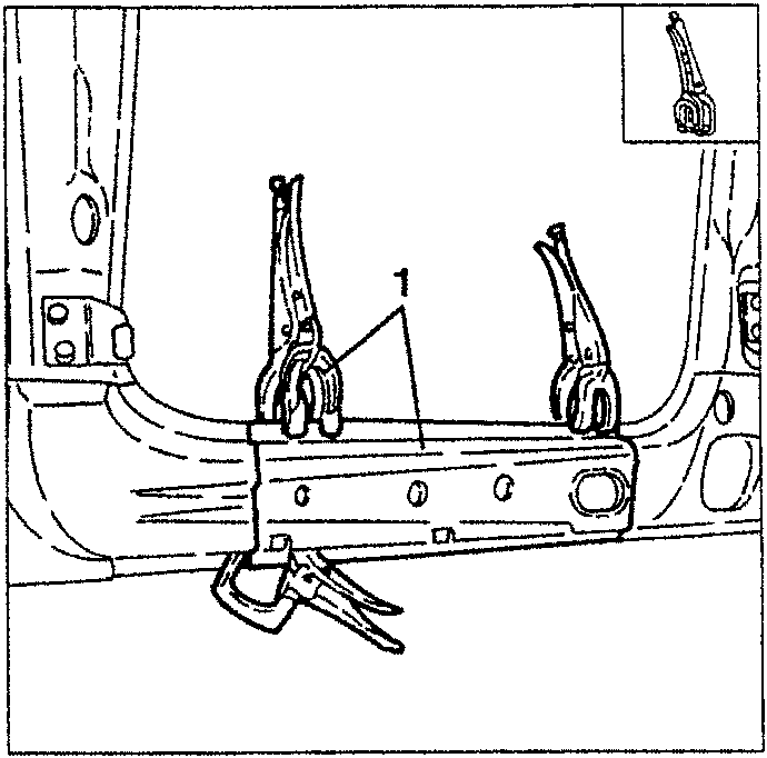 Diagram showing positioning of underdoor frame with clamps