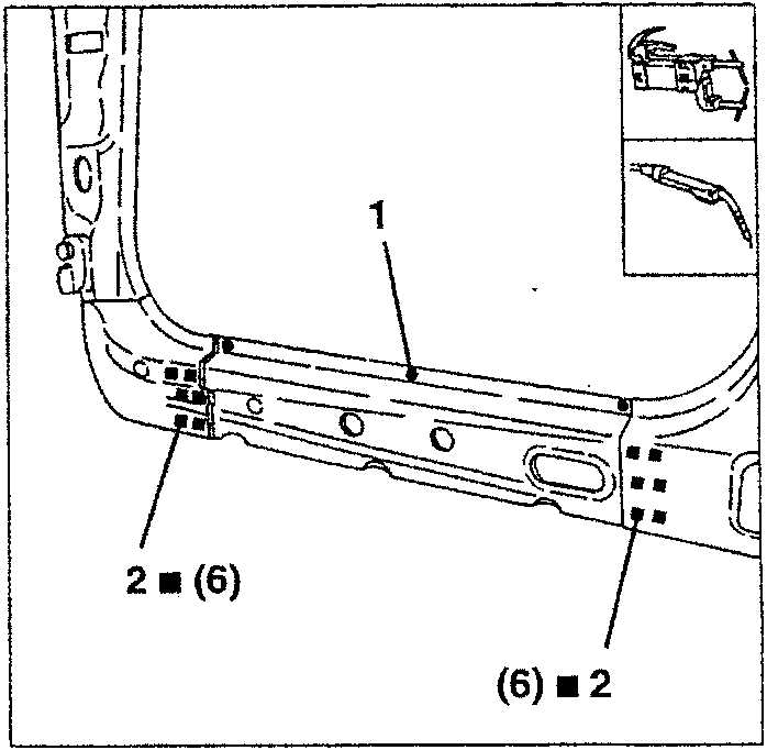 Diagram showing welding spots with spot and MIG welders