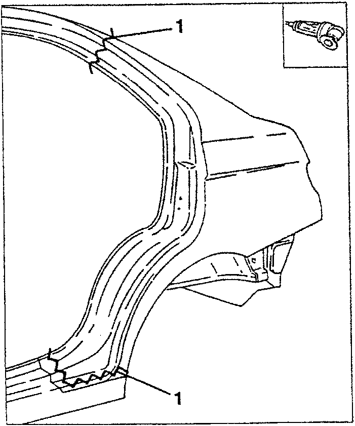 Close-up of mudguard weld seam with cutting line