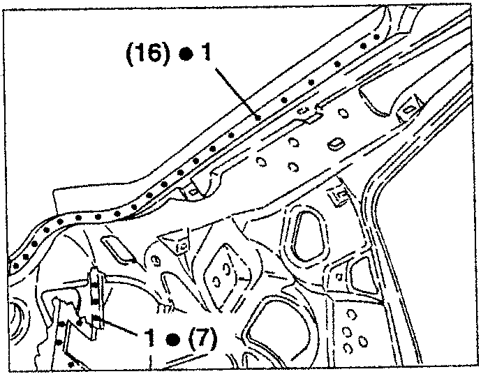 Engine block with bolt locations and part numbers indicated
