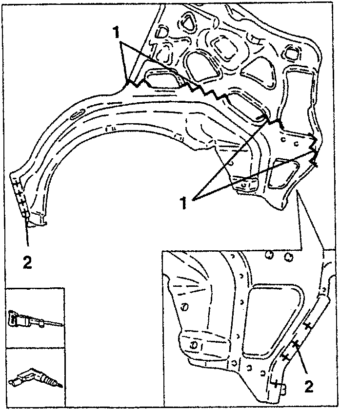 Diagram showing tracing and drilling of inner side frame