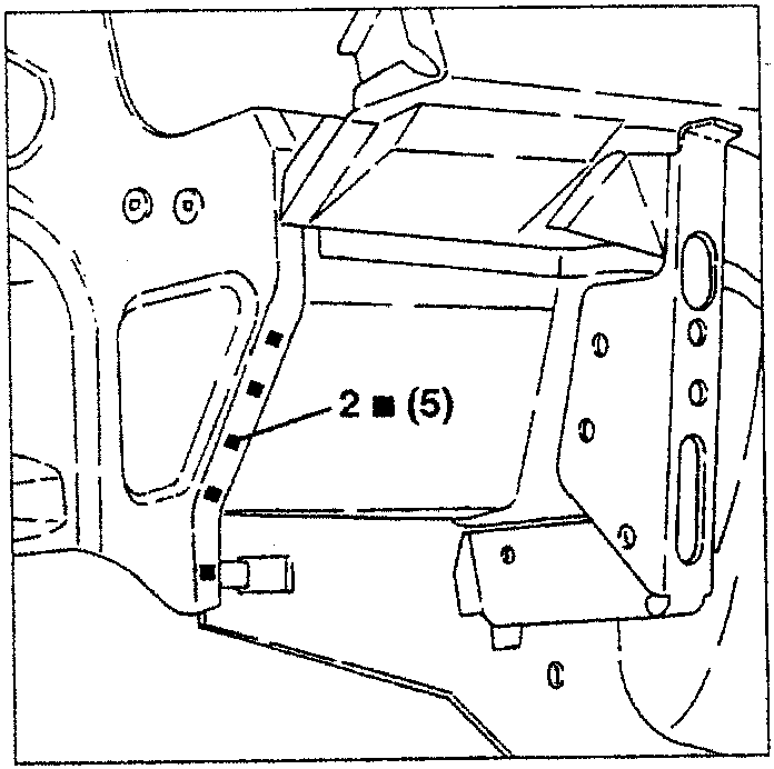 Illustrates mounting bracket with five bolts for vehicle component installation