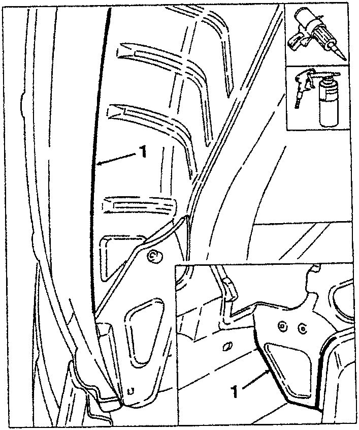 Diagram showing application of sealant and underbody protection