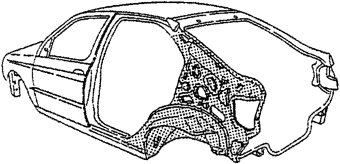 Diagram showing inner side frame with wheelhouse