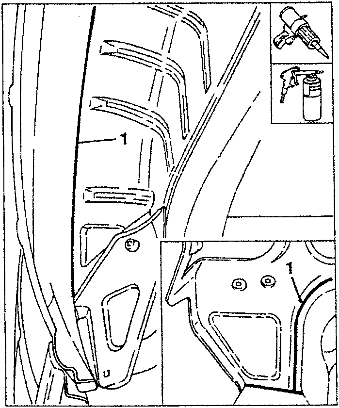 Diagram showing sealant and protective coating application areas