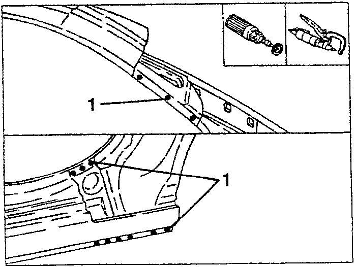 Diagram showing snipping machine removing welding spots