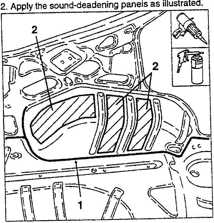 Install sound-deadening panels using adhesive spray gun