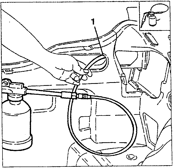 Diagram showing hand applying antitrust spray from a canister to a panel.
