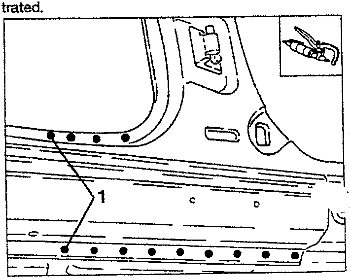Illustrates door sill trim removal with fastener locations