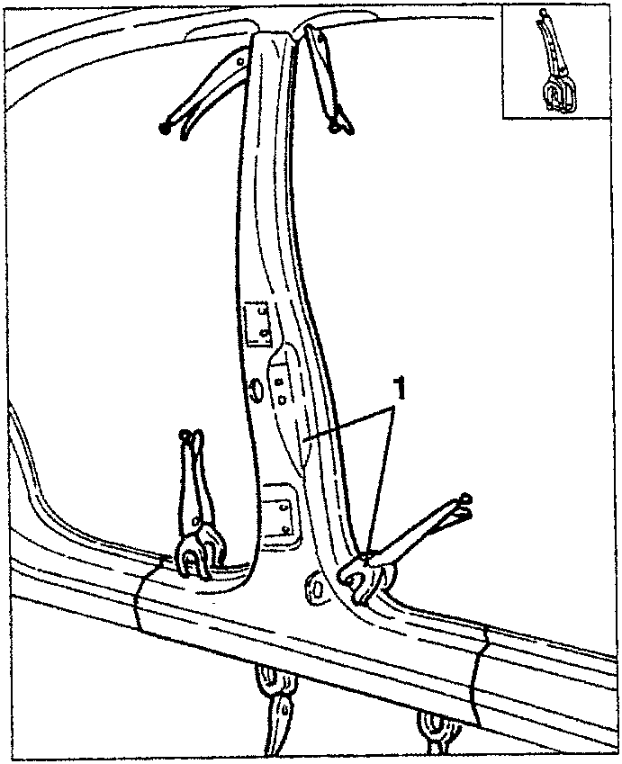 Diagram showing positioning of the center pillar with clamps
