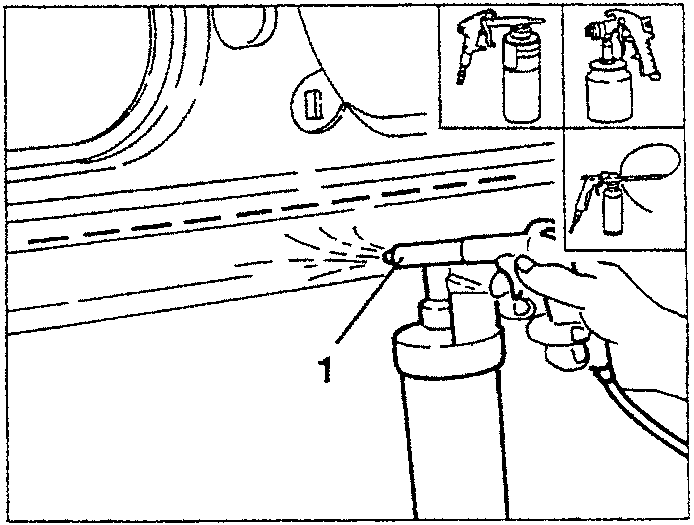 Diagram showing spray application for underbody protection