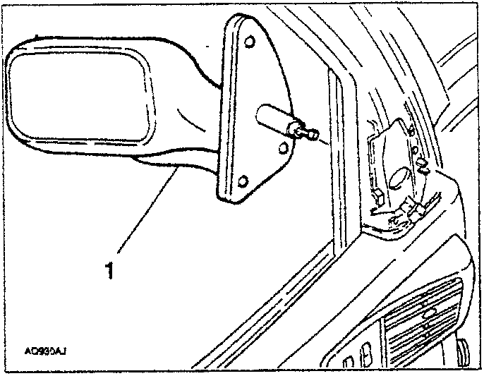 Car side mirror assembly mounting diagram