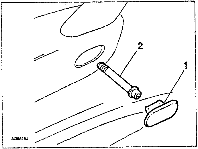Diagram showing a screw labeled 1 and a plastic cap labeled 2