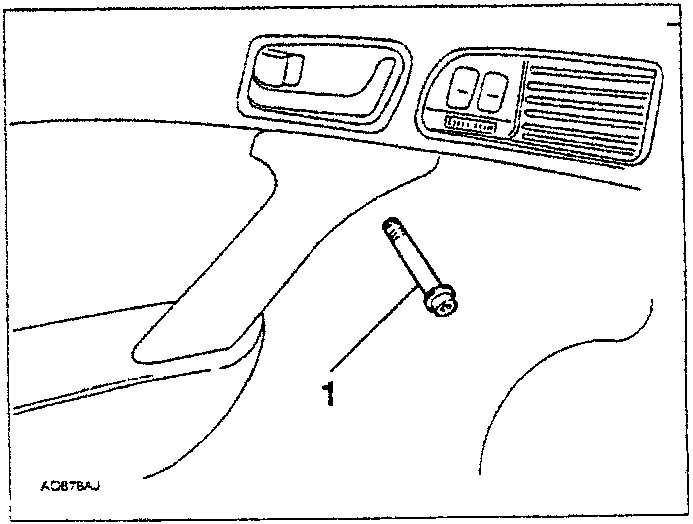 Diagram showing a screw labeled 1 on a door panel with controls
