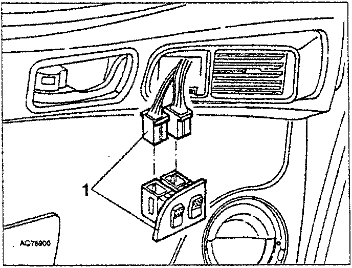 Diagram showing electrical connectors being disconnected from power window switches
