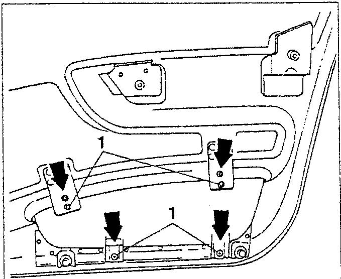 Diagram showing removal of screws from door panel.