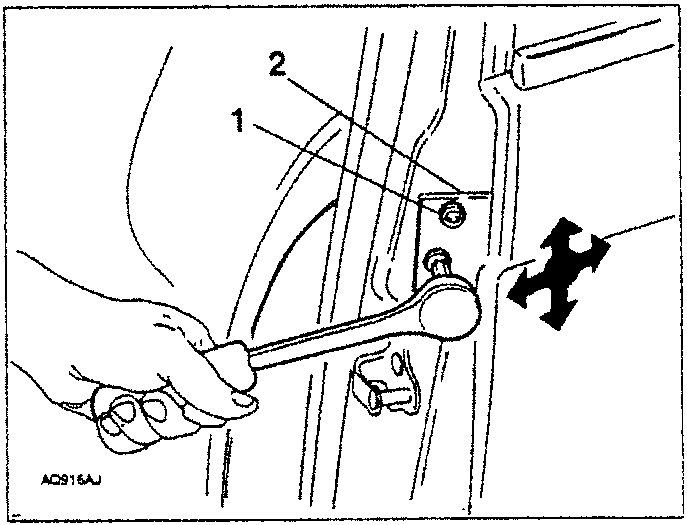 Diagram showing hinge adjustment with wrench