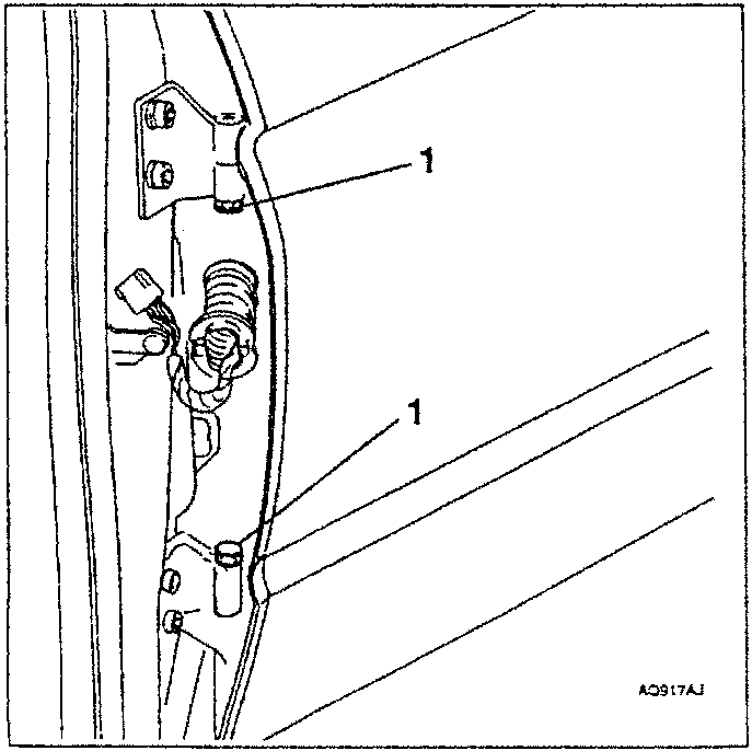 Diagram showing hinge screws and door removal
