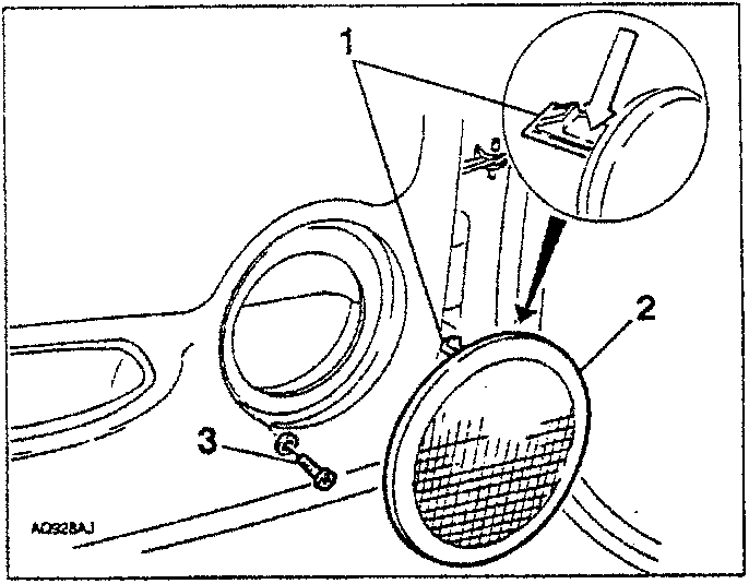 Diagram showing ashtray removal with numbered parts