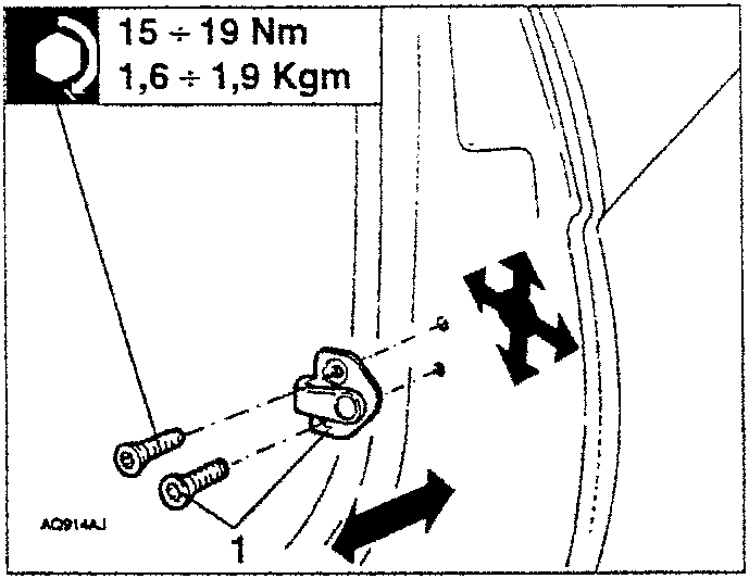 Diagram showing torque specification for screws and directional arrows