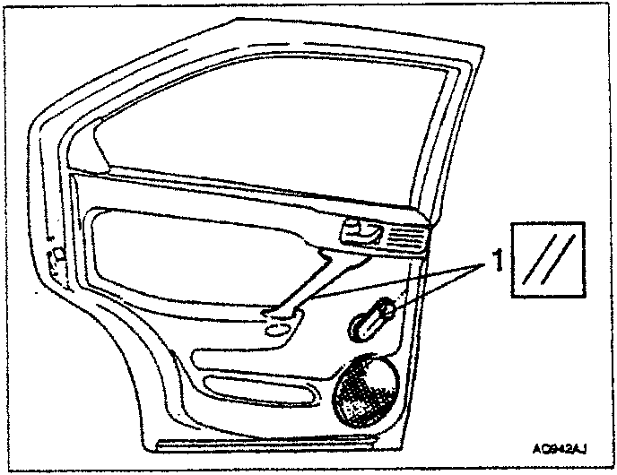 Diagram showing door panel with plastic nails