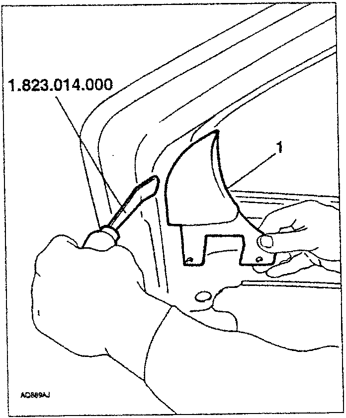 Diagram showing removal of corner frame with tool