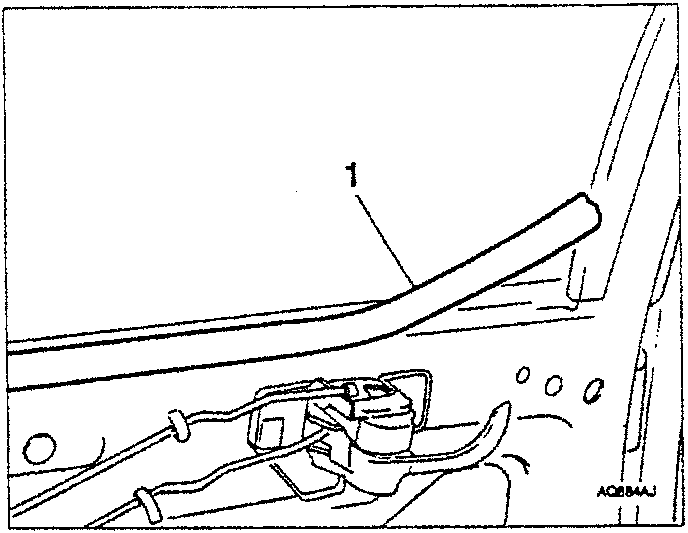 Diagram showing the outer glass moulding being removed with tool 1.823.014.000
