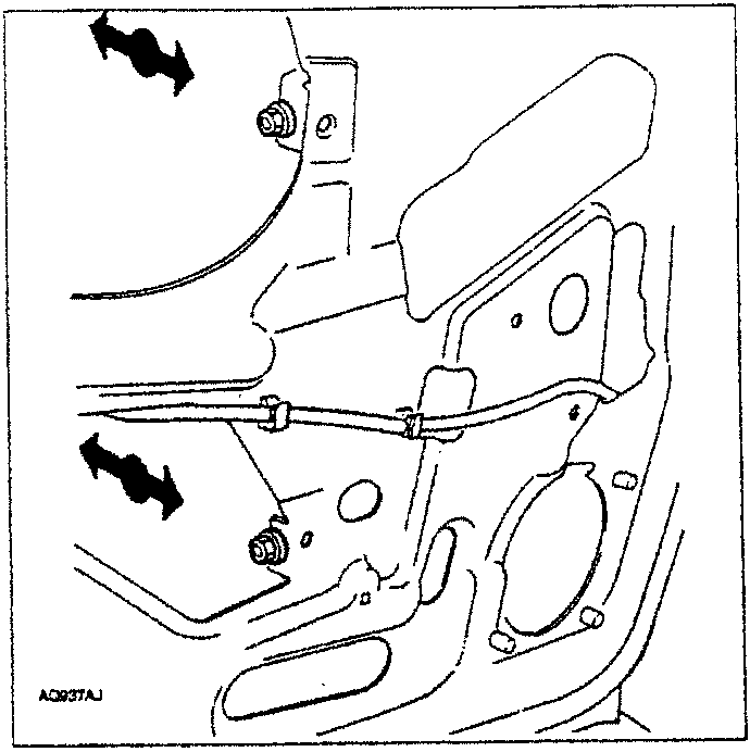 Diagram showing releasing catch clip of window control cable