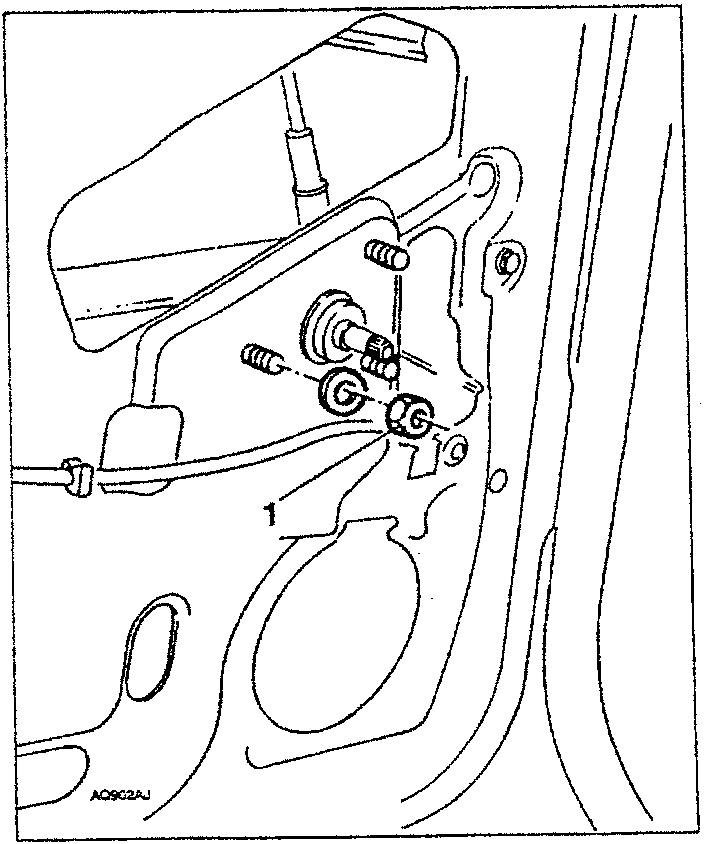 Diagram showing nuts fastening window winding device