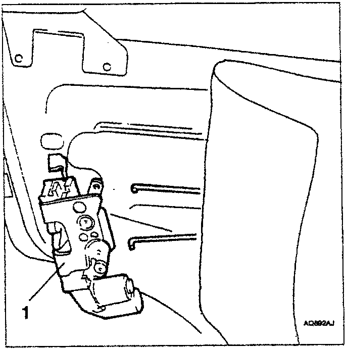 Diagram showing lock mechanism with a handle rod and a hand releasing it