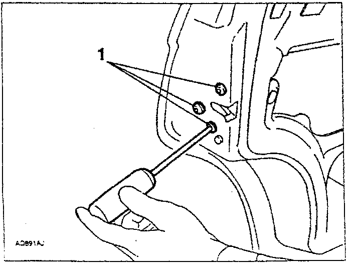 Diagram showing hand using screwdriver on three screws labeled 1, with arrows indicating direction of turning