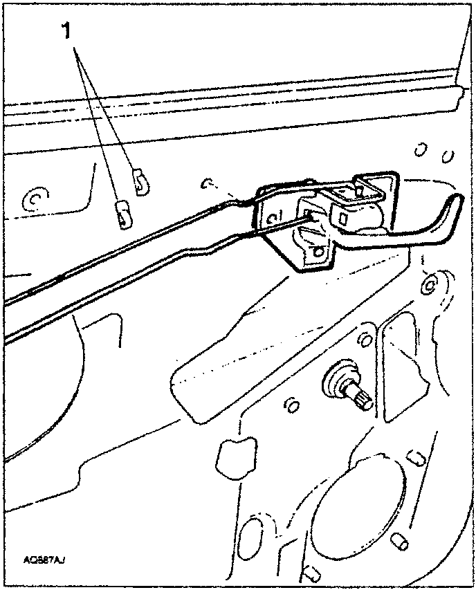 Diagram showing a hand removing a rear door outer angle plate with screws.