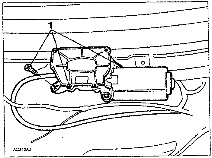 Diagram showing rearscreen wiper motor with part 1 labeled