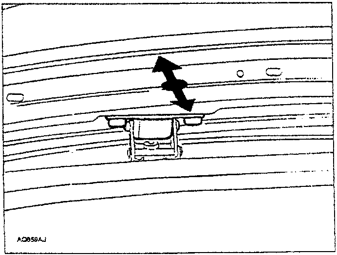 Adjustment arrows on tailgate hinge