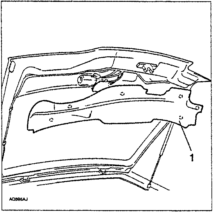 Diagram showing tailgate lower trim with plastic nails