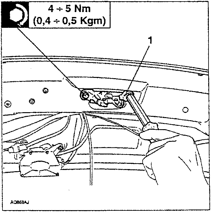 Diagram showing hand removing lock with torque specification