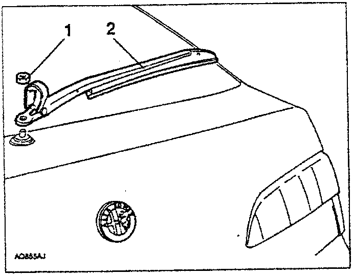 Diagram showing removal of rearscreen wiper arm